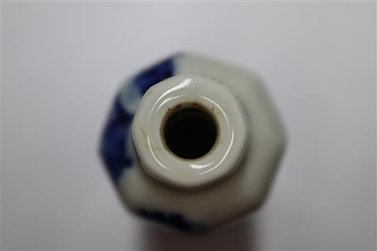 A Chinese malachite snuff bottle and three porcelain snuff bottles, 19th / 20th century (4) Tallest 9cm
